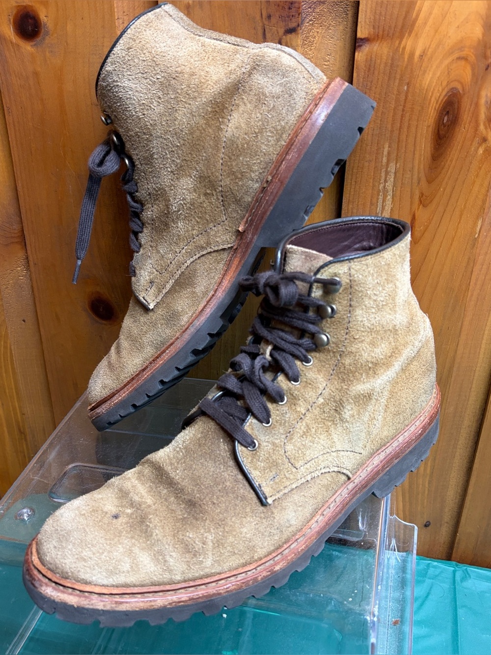 Allen Edmonds Higgins Mill Weatherproof Suede Boots Men 10.5 B Brown Lug Sole
